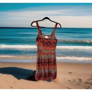 Belle du Jour Multicolor Painting Half Zip Sleeveless Dress Medium‎